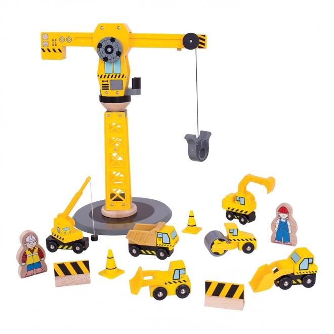 Bigjigs Rail Crane and Construction Vehicles Set