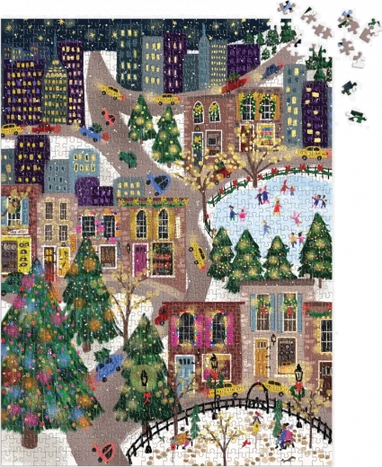 Festive city scene full of details
