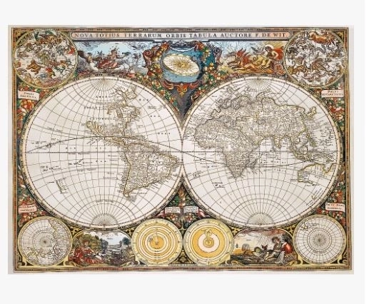 Drevené obojstranné puzzle Antická mapa sveta 1000 dielikov
