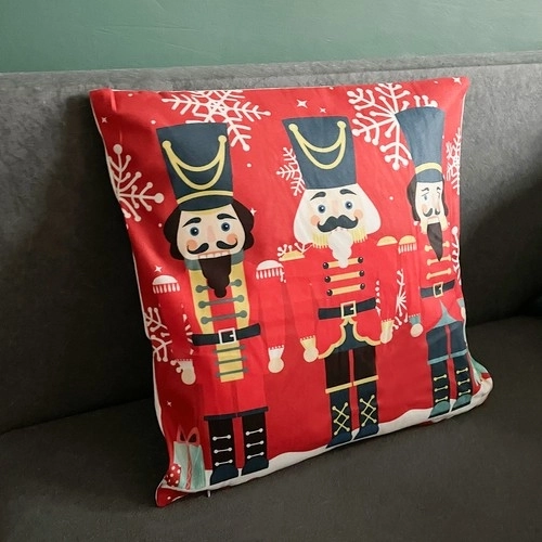 Decorative Holiday Pillow Cover with Nutcracker Design