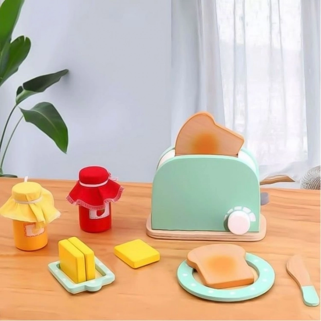 Wooden Toaster Breakfast Set - Green