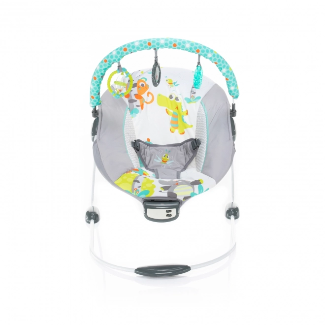 Vibrating Baby Bouncer Happy Tropical Grey