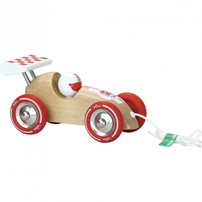 Vilac pull-along racing car with red fin