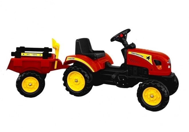 Red Children's Pedal Tractor with Trailer