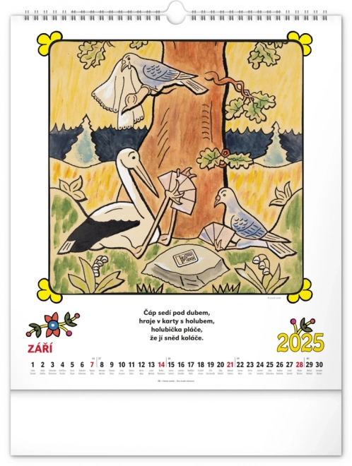 Children's Wall Calendar with Josef Lada Illustrations 2025