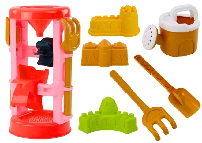 Pink Sand Toy Set with Windmill and Castle Molds