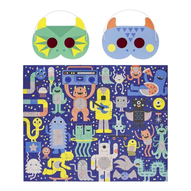 Petit Collage Monster Puzzle with 3D Glasses