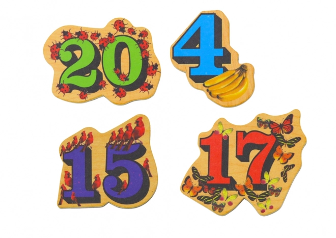 Set of Wooden Magnetic Numbers and Pictures