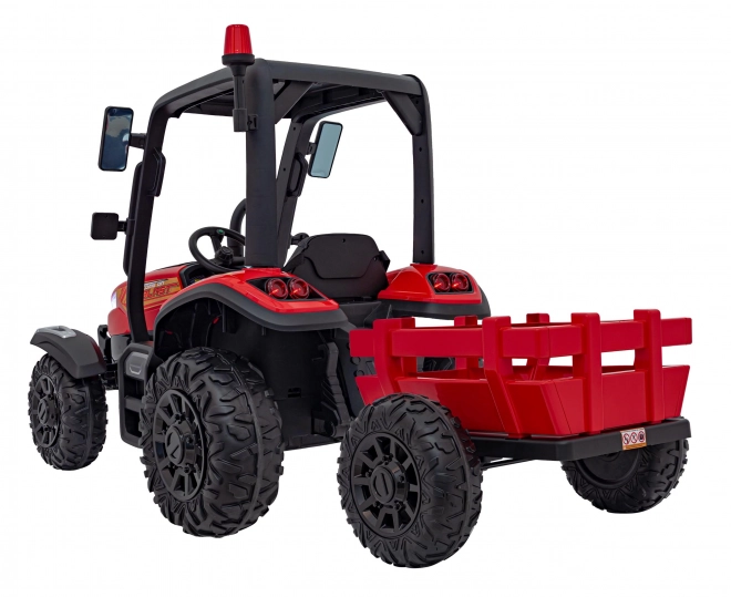 Traktor s přívěsem červený