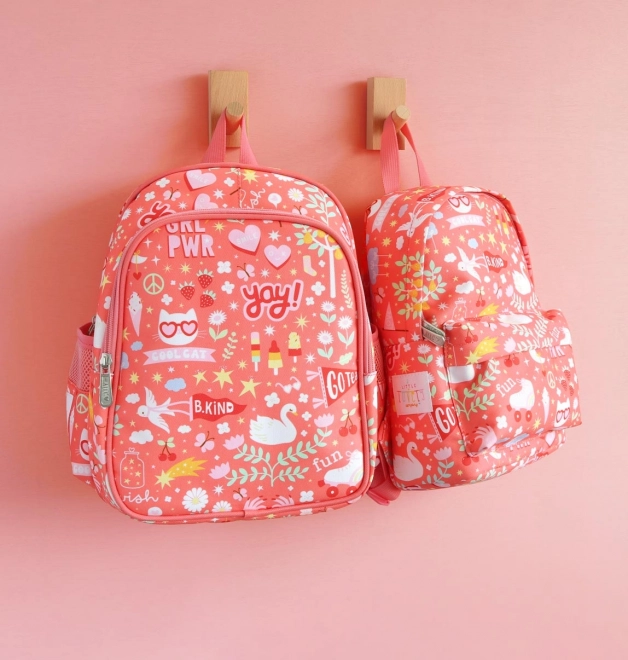 Coral Pink Kids Backpack Fun Design