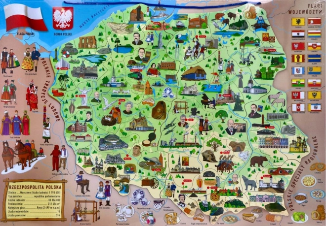 Magnetic Map of Poland for Kids