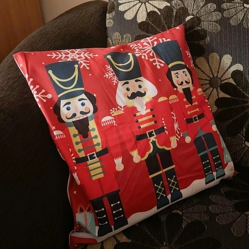 Decorative Holiday Pillow Cover with Nutcracker Design