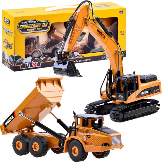 Metal Excavator and Dump Truck Set