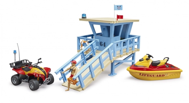 Coastal Rescue Tower with ATV, Jet Ski, and Lifeguard