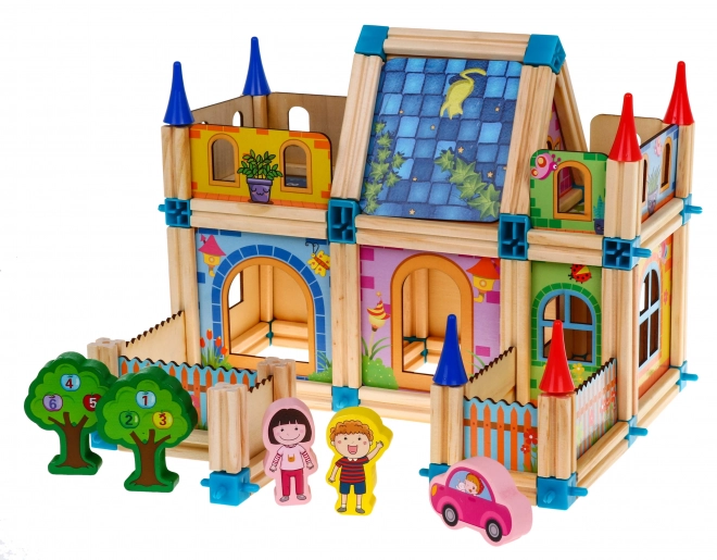 Colorful Wooden Building Blocks for Kids 128 Pieces