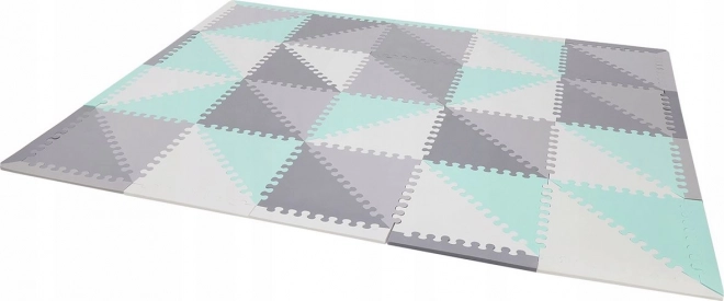 Foam Puzzle Mat Gray-Green Triangles with Borders