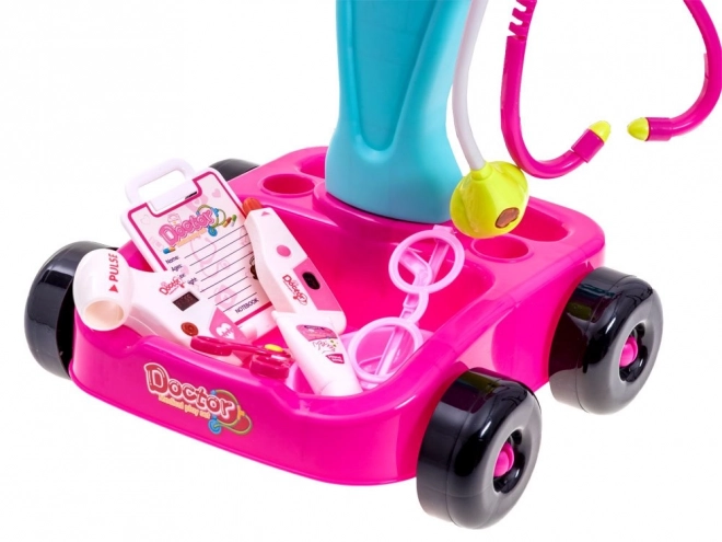 Doctor's Toy Set with Medical Trolley for Children – pink