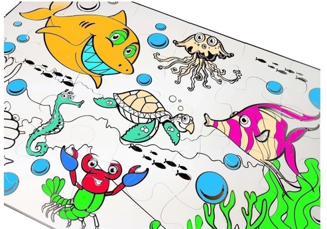 Colorable Water World Puzzle for Kids