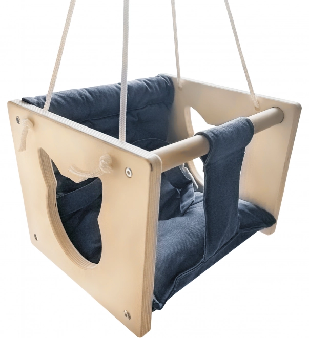 Children's Wooden Swing with Cat Design