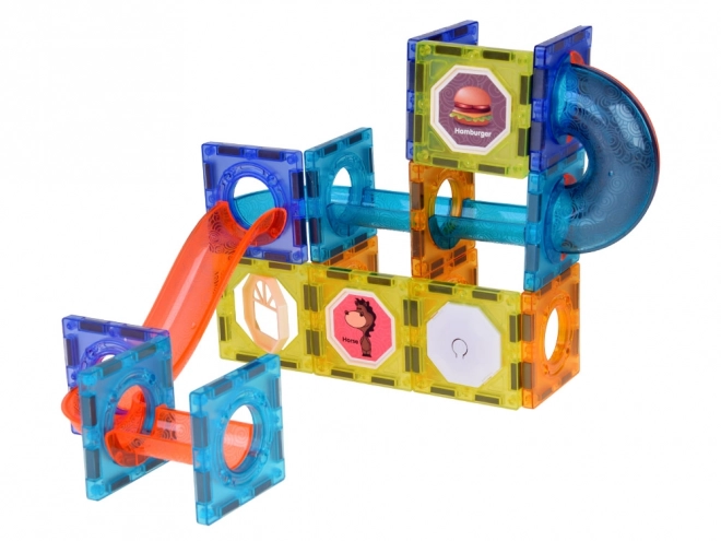 3D Magnetic Building Blocks Set with Illuminated Marble Track for Kids