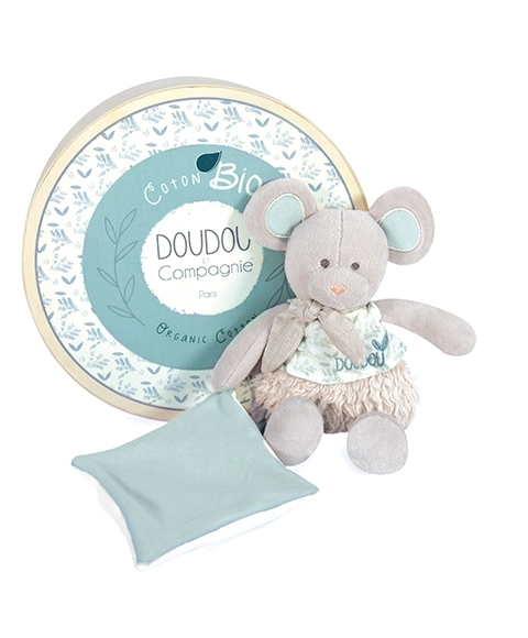 Plush Mouse Gift Set with Organic Cotton Blanket