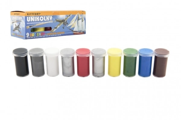 Unikolky model paint set 9 colors with free matte varnish