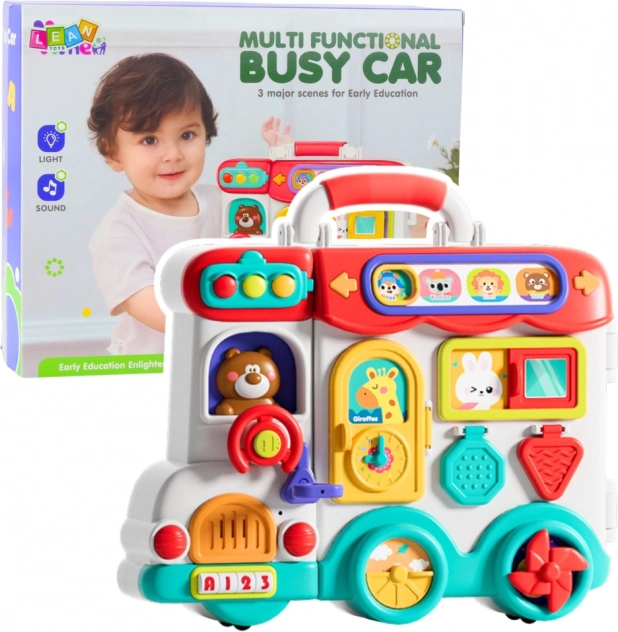 Interactive educational car with lights and sounds, colorful