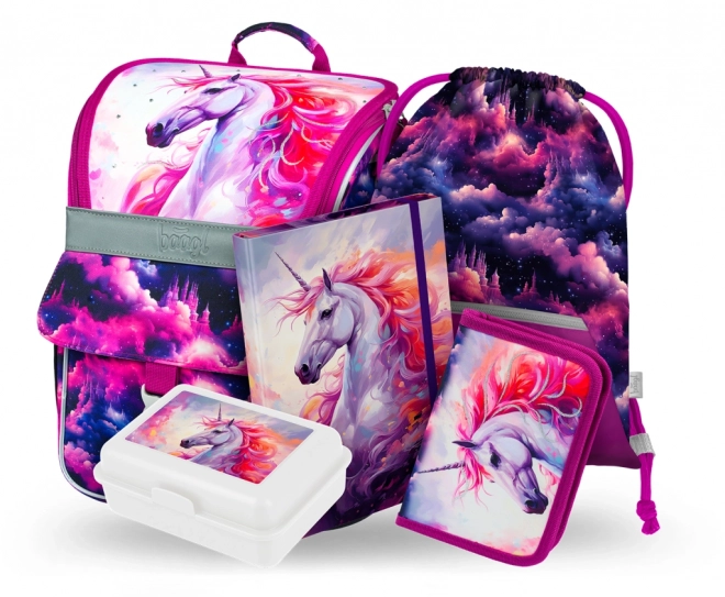 Baagl School Bag Unicorn Kingdom Set