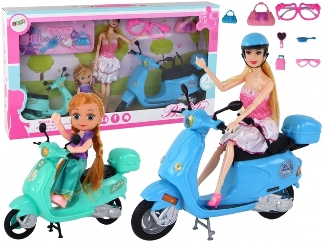 Doll Set with Scooters and Accessories