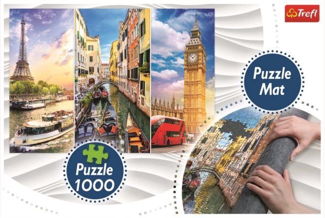 Trefl Puzzle City Collage Paris-Venice-London with Mat