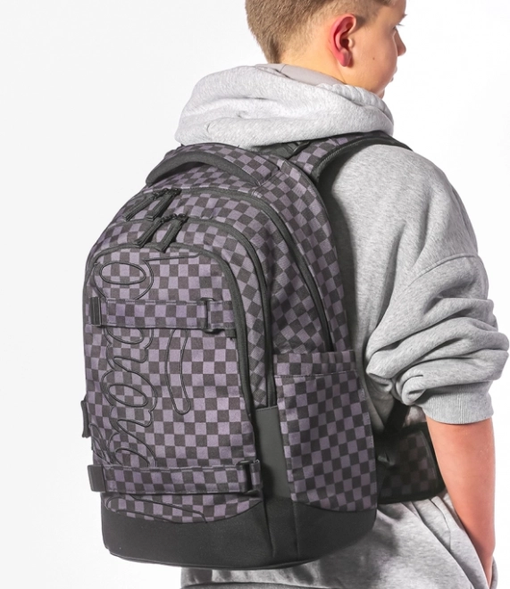 Set di articoli scolastici BAAGL Skate Max grigio: zaino, astuccio e sacchetto
