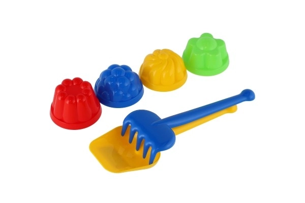 Plastic Sand Play Set with Shovel, Rake, and 4 Molds