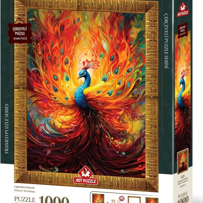 Puzzel met lijst en lijm Kleurrijke pauw 1000 stukjes