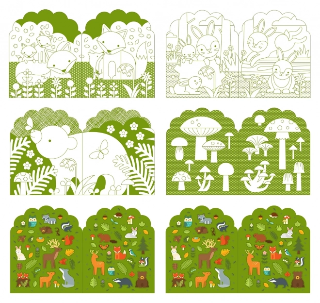 Forest Adventure Coloring Book with Stickers