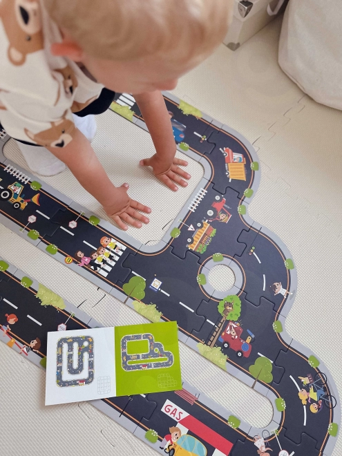 Woopie Green Stadtpuzzle für Kinder - Autorennbahn