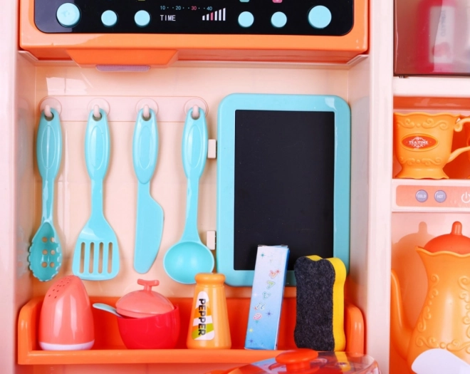 Stylish Pink Kids Kitchen with Water Tap and Interactive Burner