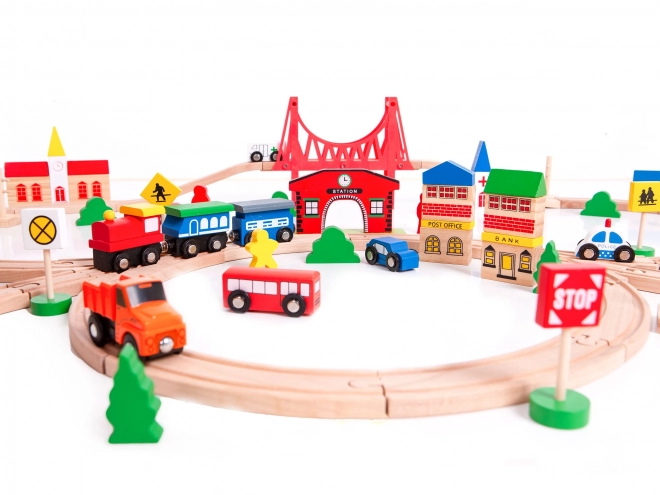 EcoToys Wooden Battery-Operated Train Set