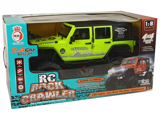 Remote Control Off-Road Rock Crawler with Green Shock Absorbers 4x4