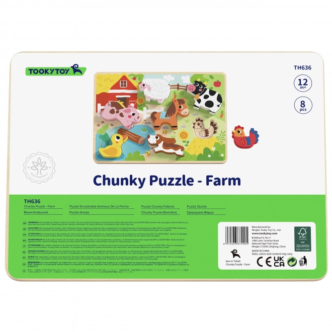 Dřevěné Montessori puzzle zvířátka farma