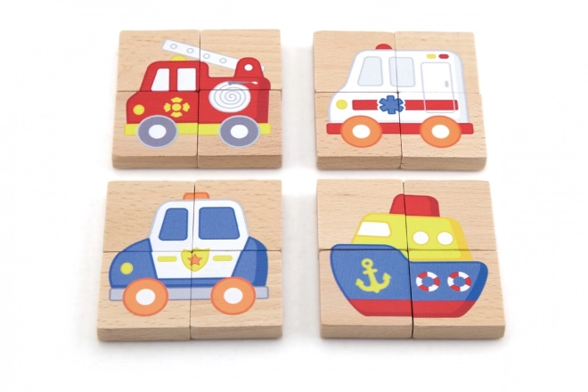 Wooden Magnetic Puzzle Transport Vehicles