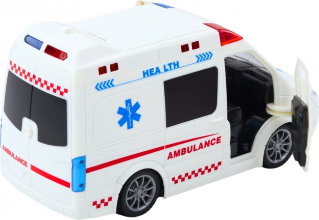 Ambulanza di salvataggio a telecomando con luci e suoni 1:20 bianco