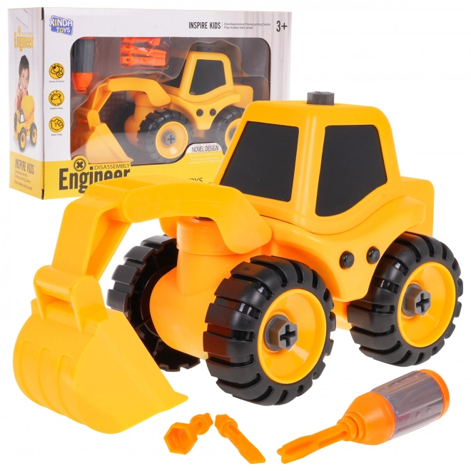 Construction Excavator Toy Set for Kids 3+ with Screwdriver and Interchangeable Bits