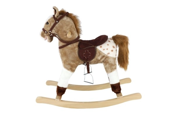 Light Brown Plush Rocking Horse with Sound and Motion