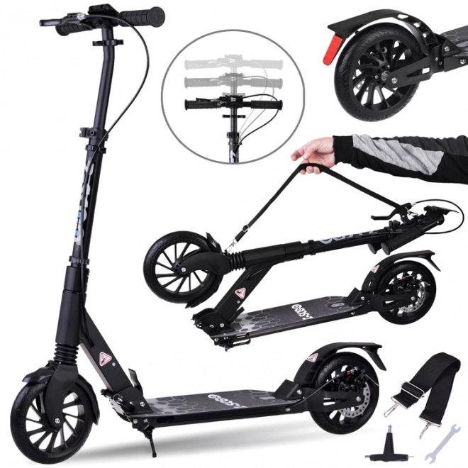 Large Foldable City Scooter with Suspension and Brakes – Black