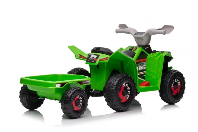 Akkumulátoros zöld quad utánfutóval