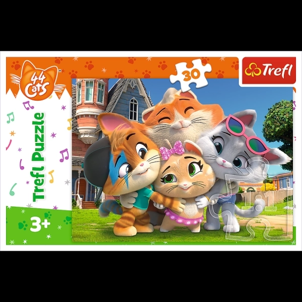 Trefl Puzzle 30 Pieces - Friendship in the Feline Kingdom: Rainbow 44 Cats