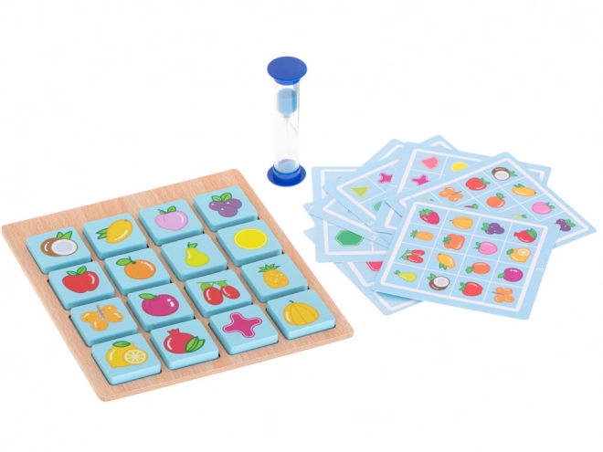 Wooden Memory Board Game with Fruits and Shapes