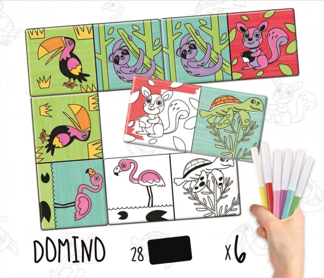 Coloring Animal Dominoes with Markers