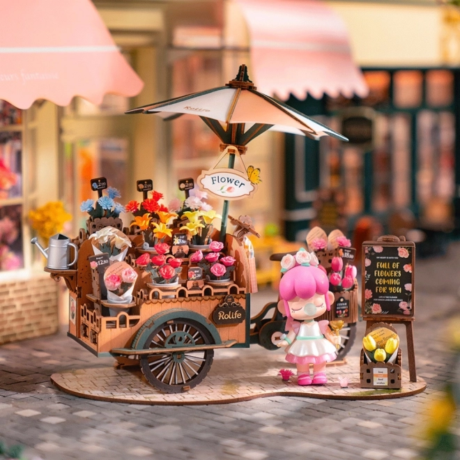 3d wooden puzzle flower cart