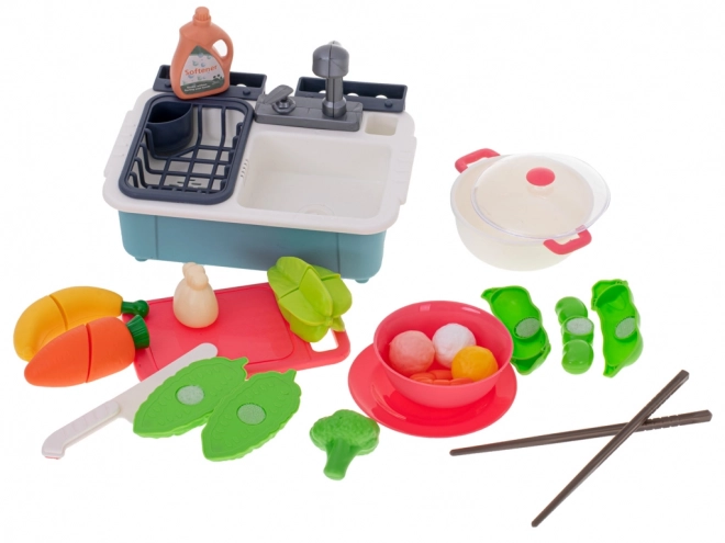 Vegetable Cutting Set with Sink and Accessories for Kids